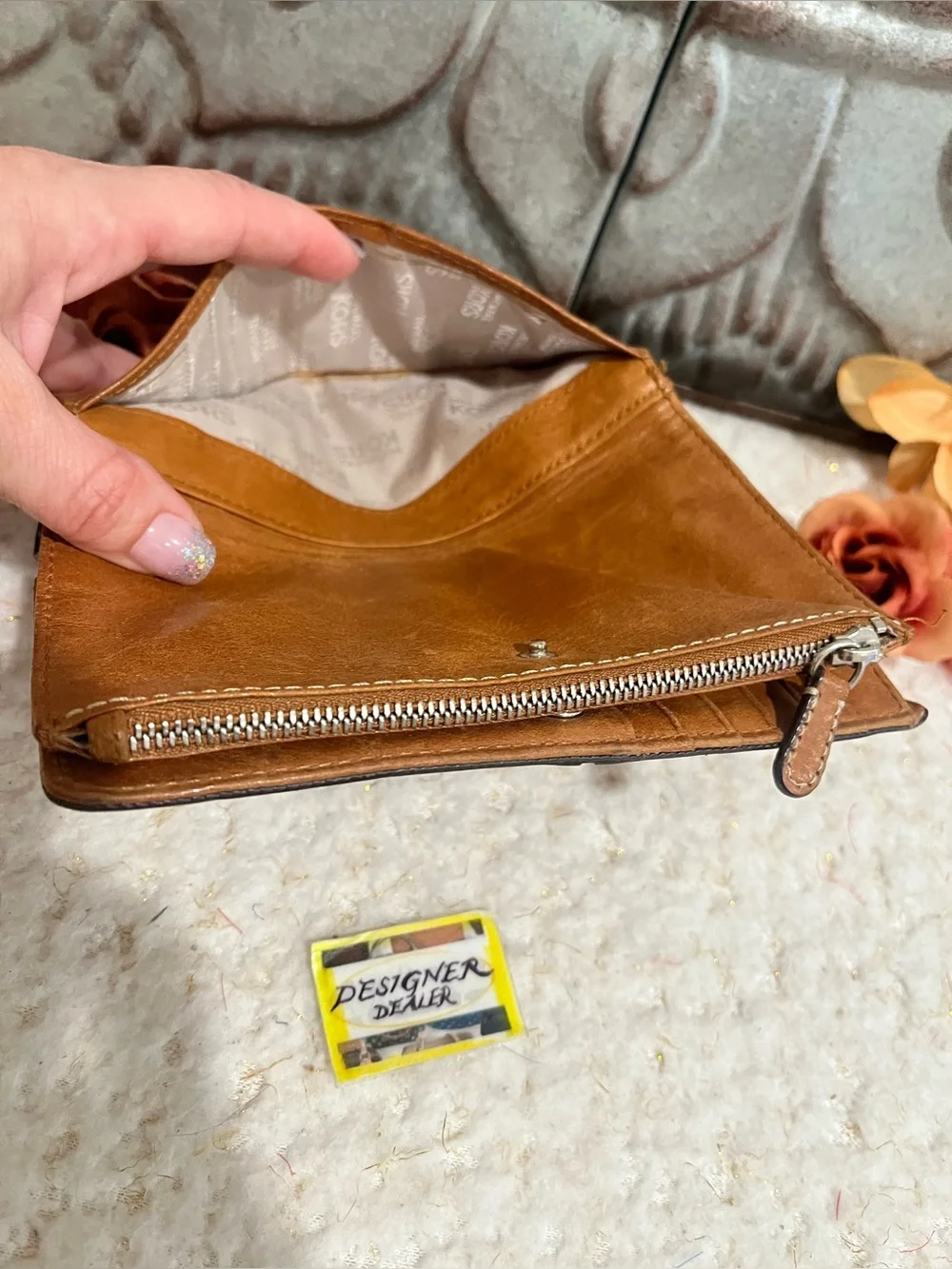 MICHAEL KORS Astor Leather Wallet Luggage Tan
